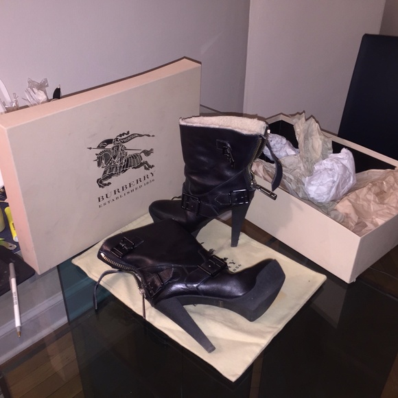 Burberry Black Strapped Ankle Boots - Picture 1 of 5